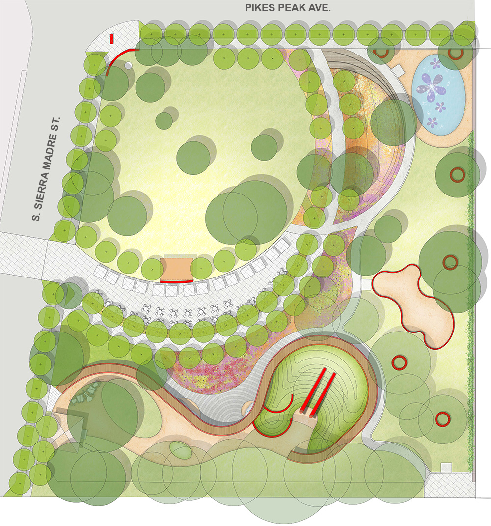 Illustration of the conceptual plan for Antlers Park.
