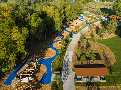 Bird's eye view of an adventure play area