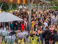 A large outdoor formal event in a lush park setting