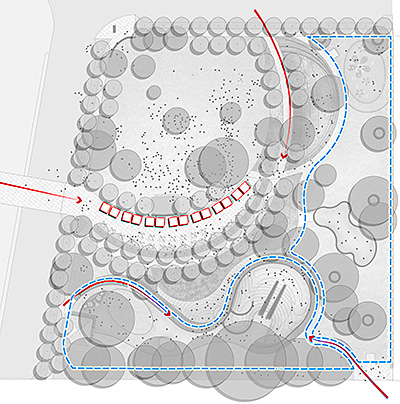 Diagram showing main entry points, event spaces and controlled access areas