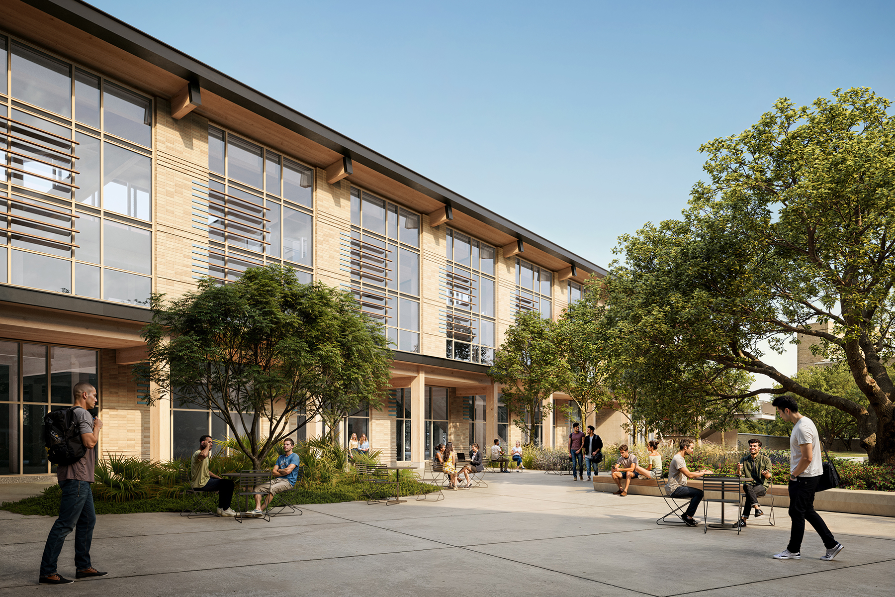 Rendering of the exterior of the Aplin Center on the Texas A&M Campus.