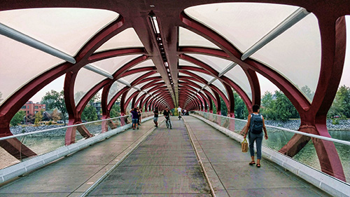 Precedent example of a pedestrian bridge with artistic structural design