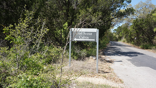 Existing entry sign for the Girl Scout Cabin