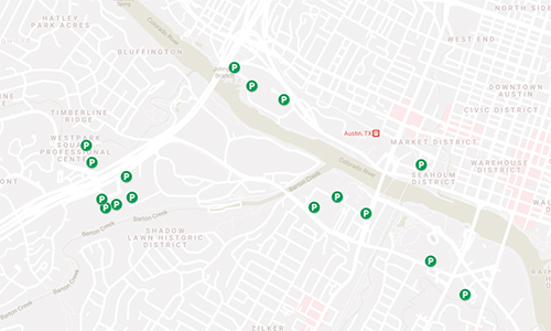 Diagram of nearby parking areas outside the park