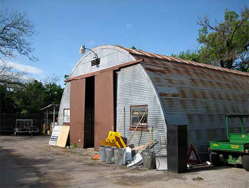 Front view of the existing Quonset Hut